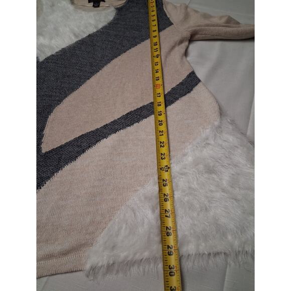 VTG Style & Co Size L Knit Sweater Tunic Dress Long Sleeve Fuzzy Fur Grandma - Picture 8 of 9